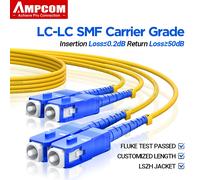 AMPCOM SC a SC UPC Cable de conexión de fibra óptica monomodo dúplex SMF 9/125μm Cable de fibra óptica insensible de curva monomodo OD 2.0 mm