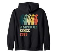 Amped Up Since 1989 Retro Cumpleaños Guitarra Música Año Nacimiento Sudadera con Capucha