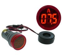 Amperímetro Digital LED Redondo Rojo para Panel (0...100 Amp.)