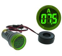 Amperímetro Digital LED Redondo Verde para Panel (0...100 Amp.)
