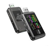 Amperímetro voltímetro probador USB con pantalla LCD TFT de 1.44 pulgadas para detección rápida de carga PD .0 .0 FCP AFC, disparador compatible con múltiples protocolos y lectura (plateado)