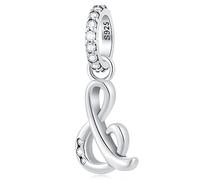 Ampersand y charms colgante apto para pulsera del collar del corazón de Pandora, Y Símbolo de matematicas CZ colgante en plata de ley 925, Regalos para Cumpleaños/Familia/Amigos