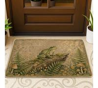Amphibian - Tapete para puerta de bienvenida, naturaleza, rústico, helecho, seta verde, antideslizante, tramposo de suciedad, decoración del hogar, para entrada, porche, balcón, 29 x 17 pulgadas