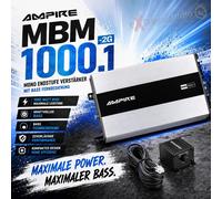 AMPIRE MBM1000.1 amplificador coche 2000 vatios, clase D con regulador de...