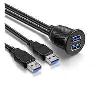 AMPIRE XUD200 Cable de extensión USB-A doble con conector empotrado con cable...