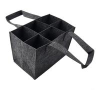Amplia bolsa de fieltro de 6 rejillas con asa de cuero para almacenamiento eficiente de botellas de vino y cerveza y transporte para funciones de boda y fiesta (gris)
