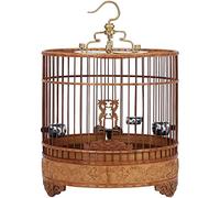 Amplia jaula para pájaros hecha a mano, jaula redonda grande para loros, jaula portátil con ganchos y bandeja extraíble, fácil de limpiar portátil