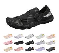Amplia puntera de secado rápido, zapatos de playa, unisex, zapatos descalzos, antideslizantes, transpirables, suaves y ligeros, zapatos de trail running para mujer y hombre, gris oscuro, 40 EU