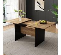 Ampliable 140/180 x 80 cm, adecuado para 4-6 personas, grano de madera rectangular, natural, ampliable en estilo minimalista