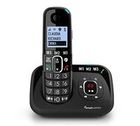 Amplicomms BigTel 1580, teléfono DECT inalámbrico con Teclas Grandes, contestador, Audio Boost, Tonos de Llamada potentes, Compatible con audífonos, función de Bloqueo de Llamadas