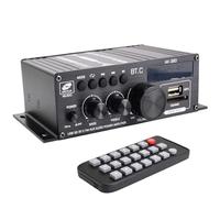 Amplificador, Amplificador De Canal Audio Digital para El Hogar AK380 HiFi 2,0 40W + Reproductor Música Compatibilidad con FM USB SD Graves Y Agudos 12V3A Alta Eficiencia,para el hogar