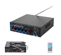 Amplificador Audio Estéreo 2 Canales Micrófono Fm USB Bluetooth Karaoke AS-06131
