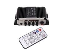 Amplificador Bluetooth V11 de 2 canales con graves supergraves y control remoto, compatible con TF, USB, FM, 85 dB, MP3 y radio.