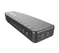 Amplificador de antena de señal de TV, amplificador de distribución de señal de 6 vías SLx con conexiones coaxiales, filtrado 4G y 5G, control de ganancia variable y eficiencia energética mejorada