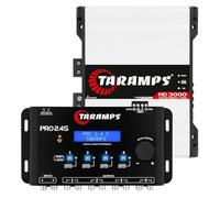 Amplificador de audio monobloque para automóvil Taramps HD 3000 de 2 ohmios, clase D, 3000 vatios RMS + procesador de señal digital y ecualizador Taramps Pro 2.4s DSP (paquete de 2)