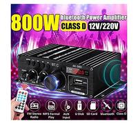 Amplificador de audio para automóvil AK380 / AK370 / AK170 2 Canal Bluetooth HiFi Power Amplificador Home Car Audio Procesador Clase D Control remoto Fm Radio Para reducir la pérdida de energía(AK380)