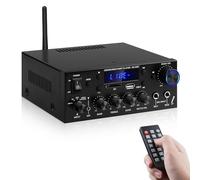 Amplificador de audio para el hogar, KS-33BT 2 canales Bluetooth 5.0, amplificador HiFi, RMS 60 W x 2 Max 400 W X 2 Amplificadores estéreo receptor W/Echo, USB/SD/AUX/BT.C/FM Micrófono para cine en