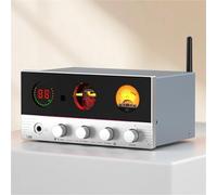 Amplificador de Auriculares a Tubo, Amplificador de Auriculares a Tubo, Amplificador de Audio HiFi 4 en 1, con Medidor VU, Bluetooth 5.4 + Control Remoto, Iluminación de 7 Ambie.(Silver)