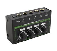 Amplificador de Auriculares Estéreo de 4 Canales, Amplificador de Auriculares Estéreo de Alta Potencia para Estudio y Escenario (Enchufe de la UE)