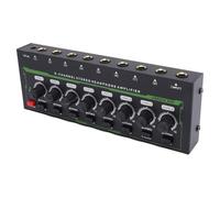 Amplificador de Auriculares Mezclador de DJ de 8 Canales, HA800S PRO Divisor de Auriculares 1/4 TS Amplificador Mezclador de Auriculares para Estudio (Enchufe de la UE)