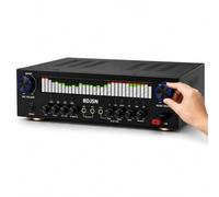 Amplificador De Karaoke Bluetooth De 5 Canales, 160w+160w Amplificador De Potencia De Audio Doméstico con Pantalla Espectral Led, USB, Óptico, Coaxial, Aux & 3 Entradas De Micrófono para Ktv &