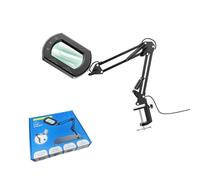 Amplificador de luz LED plegable con abrazadera de metal, lente de 15 aumentos y cuello flexible para mesa de trabajo, abrazadera de escritorio, lupa