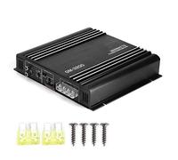 Amplificador de potencia de audio, aleación de aluminio Buena estabilidad Resistencia no inductiva 3800w 2 canales 12v Negro Agujero de enfriamiento diseñado Auto Car Hifi Stereo Amp