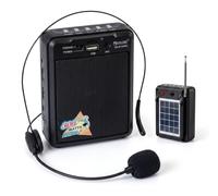 Amplificador de Voz portátil Altavoz inalámbrico con micrófono, Recargable 2 en 1 USB y Solar, Bluetooth, Radio FM, parlantes para Profesores, guías turísticos, Fitness