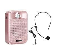 Amplificador de voz portátil,amplificador de voz recargable con micrófono con cable,auriculares y pretina,compatible con tarjeta TF,radio FM para profesores/formación/guía turístico,etc.(Rosa)