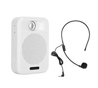 Amplificador de voz portátil,amplificador de voz recargable con micrófono con cable,auriculares y pretina,compatible con tarjeta TF,radio FM para profesores/formación/guía turístico,etc.(blanco)