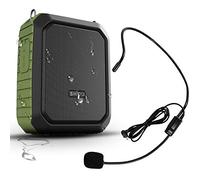 Amplificador de voz portátil con auriculares con cable, micrófono de 18 W 4400 mAh, amplificador de cintura recargable IPX5 impermeable Bluetooth Mini Pa altavoz para profesores, entrenadores,
