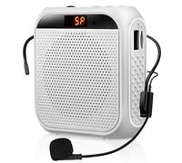 Amplificador de Voz Portátil para Profesor, 2200mAh Recargable Altavoz Microfono Sistema PA Auricular Micrófono con Altavoz para Guia Turistico, Profesores, Reunión, Yoga, Aula ((Blanco)