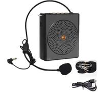 Amplificador de voz portátil para profesores, 10 W, micrófono recargable para profesores, amplificador de altavoz pequeño con pantalla digital y micrófono con cable, color negro
