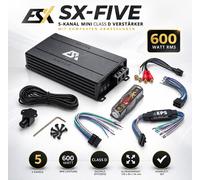Amplificador ESX SX-FIVE 5 canales MINI Clase D con dimensiones compactas 600...