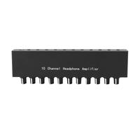 Amplificador para Auriculares De 10 Canales Estéreo Portátil con Ecualizador Integrado Divisor De Entrada 10 Salidas Compatible con Mezcladoras Alimentación DC 12V