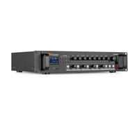 Power Dynamics PDV120MP3 Amplificador 100V 120W 4 Zonas Bluetooth | Volumen ajustable por zonas, prioridad para anuncios, múltiples entradas de audio y reproducción multimedia.
