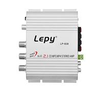 Amplificador receptor de audio estéreo, mini amplificador de alta fidelidad de potencia de audio de bajos estéreo 2.1, amplificador digital para automóvil, MP3, MP4, altavoces pas(Plata)