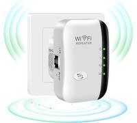 Amplificador WLAN - Repetidor WiFi 300 Mbit/s 2.4 GHz, amplificador WiFi con modo repetidor/AP y función WPS, amplificador de Internet de hasta 3650 pies cuadrados y 35 dispositivos (blanco)