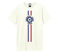 Amplified Camiseta unisex para adultos 1995 Tour Stripes Oasis, blanco vintage, XL