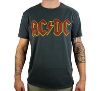 Amplified ACDC Logo Mens Crew tee Camiseta, Carbón, S para Hombre