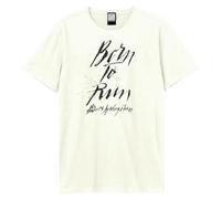 Amplified Born to Run Bruce Springsteen - Camiseta unisex para adulto, Blanco, Medium