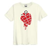 Amplified - Camiseta American Idiot Heart Grenade Green Day para Adultos Unisex (M) (Blanco Retro)