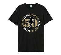 Amplified Camiseta de la Banda de Aniversario - 50 Años ACDC - Classic Bolt, Negro, XL
