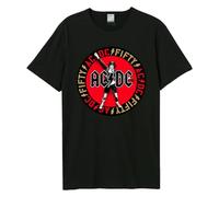 Amplified Camiseta de la Banda de Aniversario - 50 Años ACDC, Negro