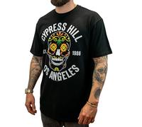 Amplified Camiseta de manga larga Hip Hop Negro, 100% algodón (240 g), hombre, mujer, niños, unisex, primavera, verano, otoño, invierno, festival, música, Cypress Hill - Calavera floral, XL