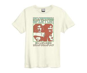 Amplified - Camiseta Japan Poster Led Zeppelin para Adultos Unisex (M) (Blanco Retro)