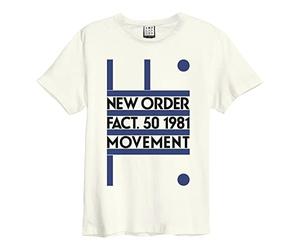 Amplified - Camiseta Movement New Order para Adultos Unisex (L) (Blanco Retro)