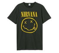 Amplified Camiseta Nirvana Logo - Smiley Face Unisex Dark Grey, gris, L