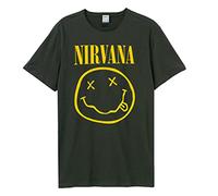 Amplified Camiseta Nirvana-Smiley para Hombre, Gris (Charcoal CC), S