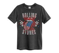 Amplified - Camiseta Stateside 75 The Rolling Stones para Adultos Unisex (M) (Carbón)